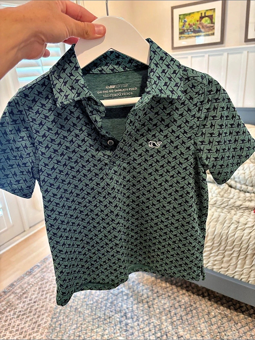 Vineyard Vines Boys On-The-Go Sankaty Polo Green & Black Boys 4T